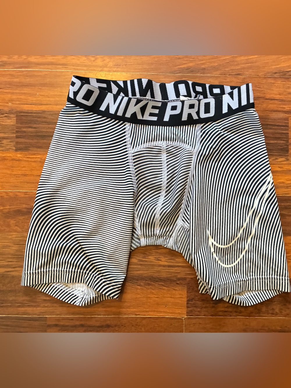 Nike Black & White Striped Pro Compression Shorts